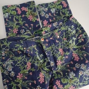Lk New C Wonder Floral Botanical Print Denim Jeans 12P